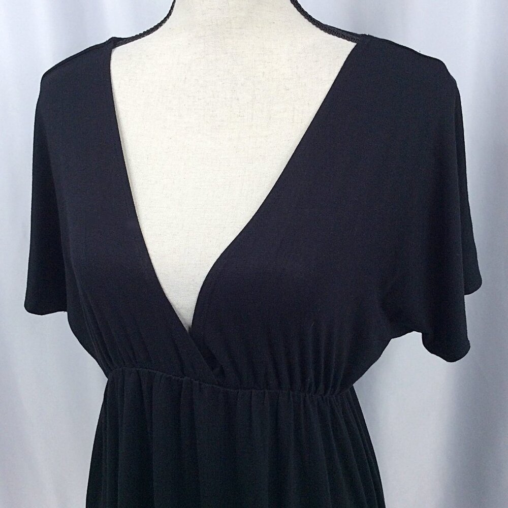 Ana Cover Up Dress Womens Size Large Black V-Neck‎ Dolman Short Sleeve Stretch - Picture 5 of 6